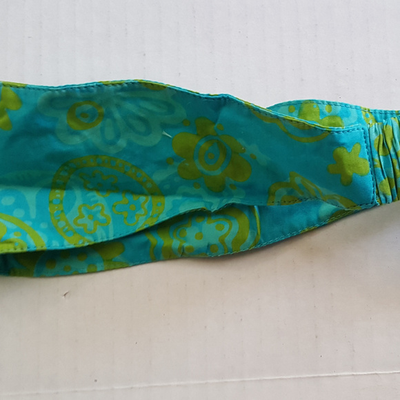 KIDS HEADBAND NWT Floral Batik Grn/Blu Elastic OS - Picture 1 of 2